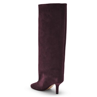 Foto 4 | Foto 4 | Botas Hasta La Rodilla Yishaweiqi De Gamuza Roja Vino Para Mujer Stiletto - Venta Internacional.