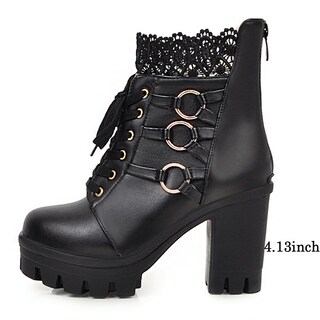 Foto 6 | Foto 6 | Botas Con Plataforma Meotina Goth Gruesas De Tacón Alto Negras Para Mujer - Venta Internacional.