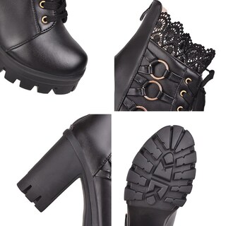 Foto 7 | Foto 7 | Botas Con Plataforma Meotina Goth Gruesas De Tacón Alto Negras Para Mujer - Venta Internacional.