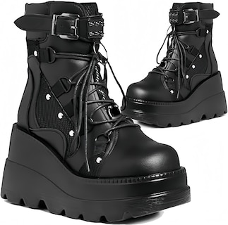Foto 1 | Foto 1 | Botas Con Plataforma Macvise Para Mujer Góticas Gruesas Tacón Alto 01-black - Venta Internacional.