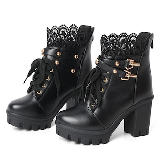 Foto 2 | Foto 2 | Botas Con Plataforma Meotina  Botines Negros Con Tacón Grueso Para Mujer - Venta Internacional.