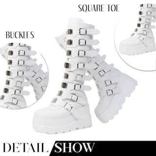 Foto 2 | Foto 2 | Botas Hasta La Rodilla Atsroel Con Plataforma Cuña Y Punta Cuadrada Para Mujer - Venta Internacional.