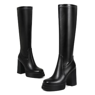 Foto 3 | Foto 3 | Botas Altas Hasta La Rodilla Wetviro Para Mujer Tacón De Plataforma Color Negro 11 Cm - Venta Internacional.