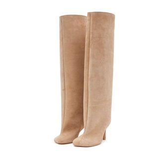 Foto 1 | Foto 1 | Botas Hasta La Rodilla Vertundy Nude Suede Tacones De Aguja Para Mujer - Venta Internacional.