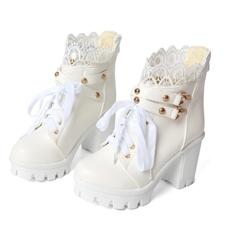 Foto 2 | Foto 2 | Botines Con Plataforma Meotina Botas Gruesas Blancas Para Mujer - Venta Internacional.