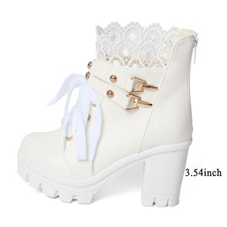 Foto 4 | Foto 4 | Botines Con Plataforma Meotina Botas Gruesas Blancas Para Mujer - Venta Internacional.
