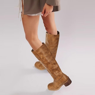 Foto 3 | Foto 3 | Botas Hasta La Rodilla Doeyg Para Mujer Con Punta Cuadrada Y Tacón Ancho Color Marrón - Venta Internacional.