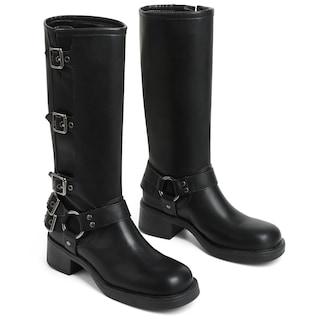 Foto 3 | Foto 3 | Botas Altas Hasta La Rodilla Aminugal Negras Para Mujer  Punta Cuadrada  Talla 10 - Venta Internacional.
