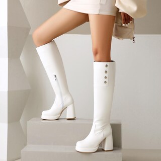 Foto 4 | Foto 4 | Botines Foremode De Piel Gótica Con Tacón Ancho Para Mujer - Venta Internacional.
