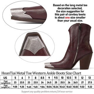 Foto 6 | Foto 6 | Botines Hoantiai Para Mujer Estilo Western Con Punta De Metal Grabada - Venta Internacional.