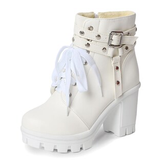 Foto 1 | Foto 1 | Botas Con Plataforma Meotina Goth Combat Chunky Heel White Women - Venta Internacional.