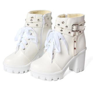 Foto 2 | Foto 2 | Botas Con Plataforma Meotina Goth Combat Chunky Heel White Women - Venta Internacional.