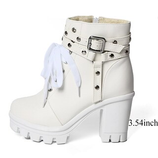Foto 3 | Foto 3 | Botas Con Plataforma Meotina Goth Combat Chunky Heel White Women - Venta Internacional.