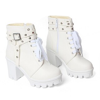 Foto 4 | Foto 4 | Botas Con Plataforma Meotina Goth Combat Chunky Heel White Women - Venta Internacional.