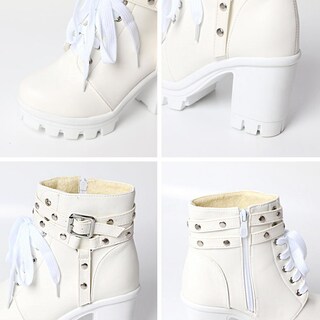 Foto 7 | Foto 7 | Botas Con Plataforma Meotina Goth Combat Chunky Heel White Women - Venta Internacional.