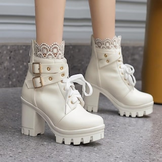 Foto 4 | Foto 4 | Botas Con Plataforma Meotina Goth Lace Hebilla Gothic White 8.5 - Venta Internacional.