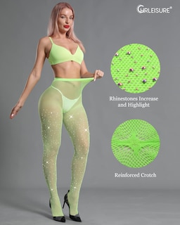 Foto 2 | Foto 2 | Medias De Red Chrleisure Con Diamantes De Imitación Brillantes Para Mujer - Venta Internacional.