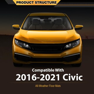 Foto 2 | Foto 2 | Alfombrillas G-plus Negras Para Todo Tipo De Clima Para Honda Civic 2016-2021 - Venta Internacional.