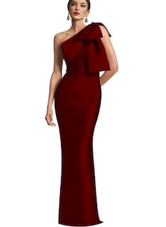 Foto 1 | Foto 1 | Vestido Mkojaa Mkojaa Diseño De Sirena Con Un Solo Hombro Color Vino - Venta Internacional.