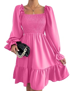 Foto 2 | Foto 2 | Vestido Ekaliy Para Mujer Manga Abullonada Color Rosa Intenso Talla Xl - Venta Internacional.