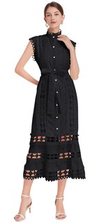 Foto 1 | Foto 1 | Vestido Lai Meng Five Cats Para Mujer Sin Mangas Encaje Midi Negro - Venta Internacional.