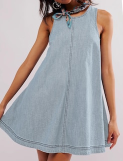 Foto 2 | Foto 2 | Vestido Creerer De Mezclilla Sin Mangas En Forma De A Con Bolsillos Para Mujer - Venta Internacional.