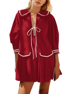 Foto 1 | Foto 1 | Minivestido Icobid Para Mujer Bonito Lazo Con Lazo Abierto En La Parte Delantera Rojo - Venta Internacional.