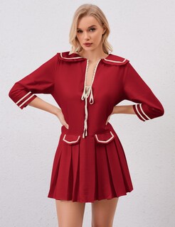 Foto 4 | Foto 4 | Minivestido Icobid Para Mujer Bonito Lazo Con Lazo Abierto En La Parte Delantera Rojo - Venta Internacional.