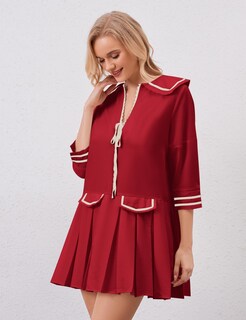 Foto 6 | Foto 6 | Minivestido Icobid Para Mujer Bonito Lazo Con Lazo Abierto En La Parte Delantera Rojo - Venta Internacional.