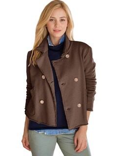 Foto 1 | Foto 1 | Gabardina Corta Con Solapa Con Muescas Para Mujer Modelo Pea Coat Malajisi Color Marrón Xs - Venta Internacional.