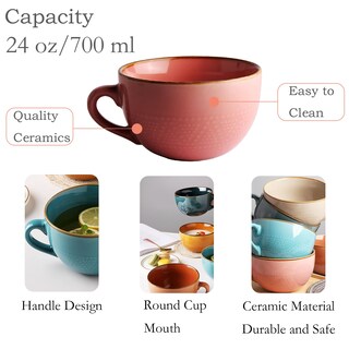 Foto 2 | Foto 2 | Taza De Sopa De Cerámica Disoza 700 Ml Con Asas Color Rosa - Venta Internacional.