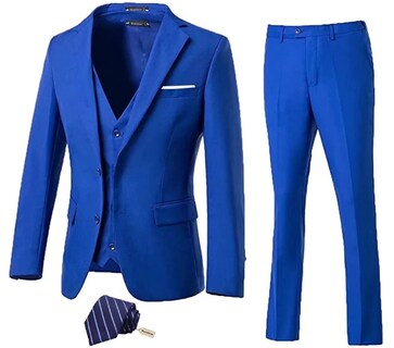 Foto 1 | Foto 1 | Conjunto De Trajes Mrbuerly De 3 Piezas Ajustado Casual De Negocios Azul L/42 - Venta Internacional.