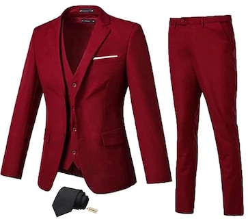 Foto 1 | Foto 1 | Traje Mrbuerly Para Hombre 3 Piezas Ajustado Rojo Boda L/4236 - Venta Internacional.