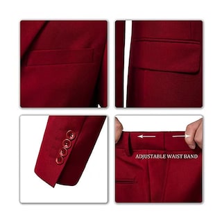 Foto 7 | Foto 7 | Traje Mrbuerly Para Hombre 3 Piezas Ajustado Rojo Boda L/4236 - Venta Internacional.