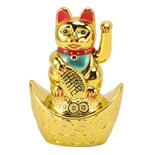 Ornaments Rocket Maneki Neko Lucky Cat 14 Cm Funciona Con Pilas - Venta Internacional.