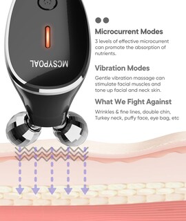 Foto 3 | Foto 3 | Rodillo Facial 5 En 1 Elishine Micro-current Negro - Venta Internacional.