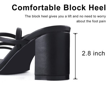 Foto 4 | Foto 4 | Sandalias De Tacón Lacuone Con Tacón Ancho Con Tiras Para Mujer Color Negro 7 - Venta Internacional.