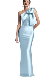 Foto 1 | Foto 1 | Vestido De Fiesta Mkojaa De Satén Largo Con Un Solo Hombro Azul Cielo Us24 - Venta Internacional.