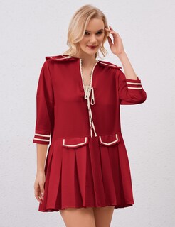 Foto 2 | Foto 2 | Minivestido Icobid Para Mujer Bonito Lazo Con Lazo Abierto En La Parte Delantera Rojo - Venta Internacional.