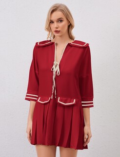 Foto 3 | Foto 3 | Minivestido Icobid Para Mujer Bonito Lazo Con Lazo Abierto En La Parte Delantera Rojo - Venta Internacional.