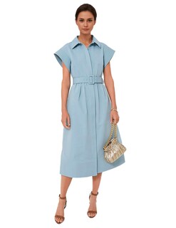 Foto 1 | Foto 1 | Vestido Camisero Fenclushy Para Mujer Casual De Negocios Gabardina Azul - Venta Internacional.