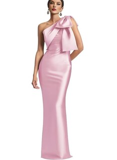 Foto 1 | Foto 1 | Vestido De Fiesta Mkojaa De Satén Largo Con Un Solo Hombro Y Lazo Rosa Us24 - Venta Internacional.