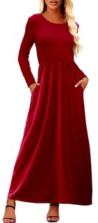 Foto 1 | Foto 1 | Vestido Largo Supnier De Manga Larga Para Mujer Color Rojo Vino Talla M - Venta Internacional.