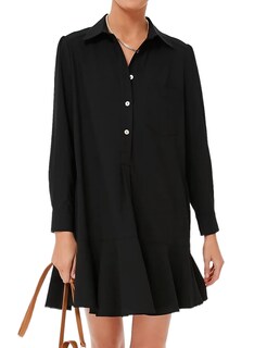 Foto 1 | Foto 1 | Vestido Jeibkouy Camisa Túnica Mini De Manga Larga Para Mujer Color Negro - Venta Internacional.