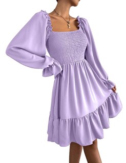 Foto 4 | Foto 4 | Vestido Ekaliy Vintage Con Cuello Cuadrado Fruncido Aline Púrpura Xl - Venta Internacional.