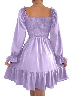 Foto 5 | Foto 5 | Vestido Ekaliy Vintage Con Cuello Cuadrado Fruncido Aline Púrpura Xl - Venta Internacional.