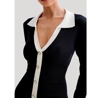 Foto 6 | Foto 6 | Vestido Tipo Suéter Sheface De Manga Larga Con Volantes Y Dobladillo Negro Para Mujer - Venta Internacional.