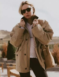 Foto 4 | Foto 4 | Chaqueta Bqdcqb De Lona Con Botones De Granero De Gran Tamaño Para Mujer Pana - Venta Internacional.