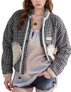 Foto 1 | Foto 1 | Chaqueta Acolchada Corta Wyeysyt Winter Gingham A Cuadros Negros Para Mujer - Venta Internacional.