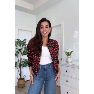 Foto 4 | Foto 4 | Chaqueta Tipo Bomber Shiyifa Bordada Con Margaritas Para Mujer Color Negro Y Rojo - Venta Internacional.